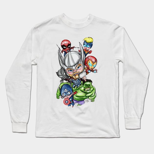 Minivengers Assemble! Long Sleeve T-Shirt by carrillo_art_studios